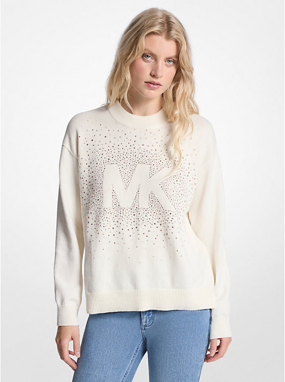 Embellished Logo Cotton Blend Sweater | Michael Kors US