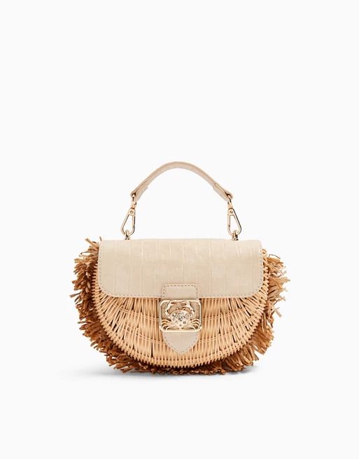 Topshop Crab Piece Straw Crossbody bag in Natural | ASOS (Global)