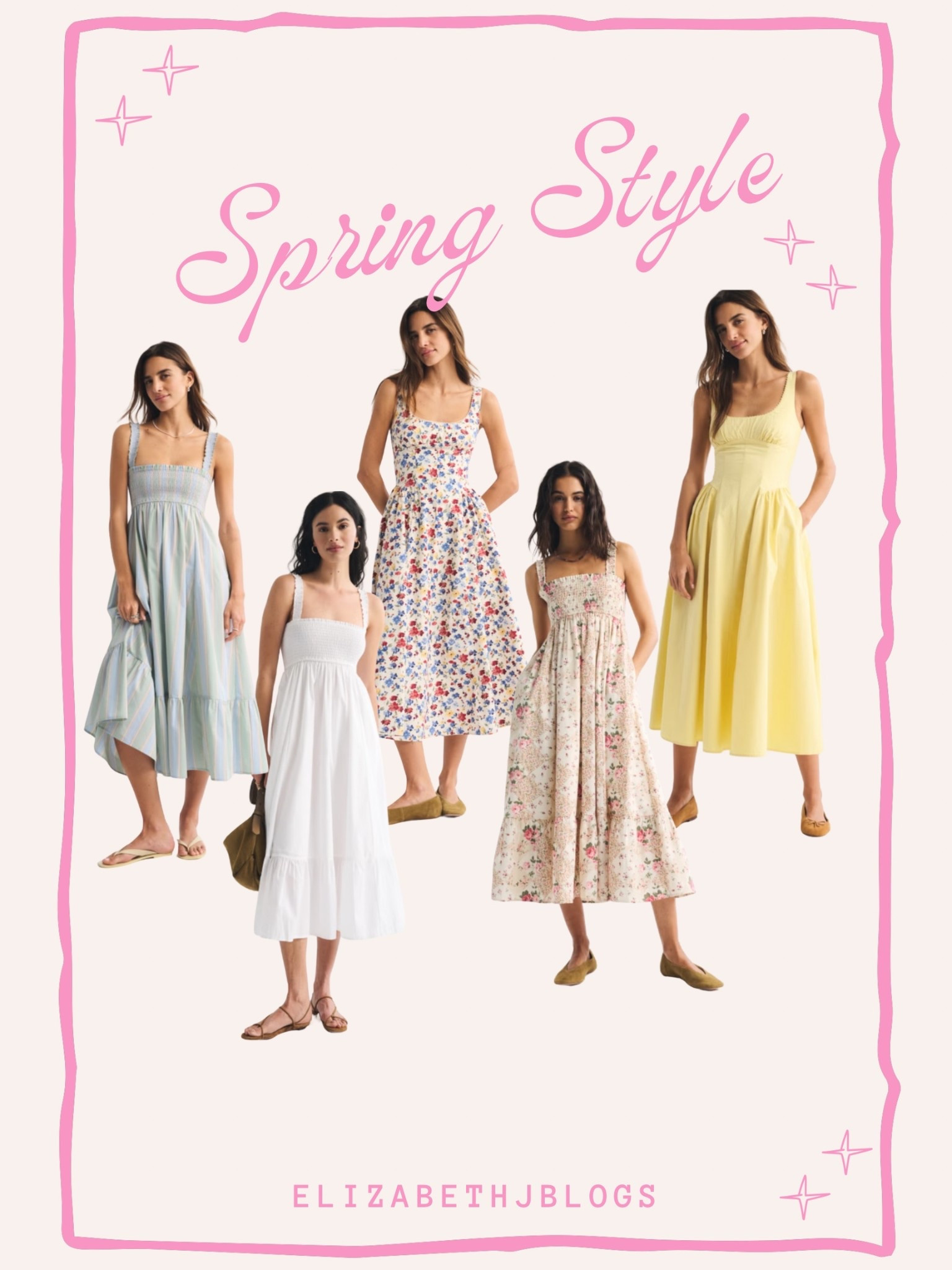 Spring midi dresses. Vacation outfits 