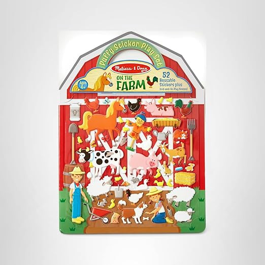 Melissa & Doug Puffy Sticker Play Set – On The Farm, 52 Reusable Stickers with 2 Fold-Out Scene... | Amazon (US)
