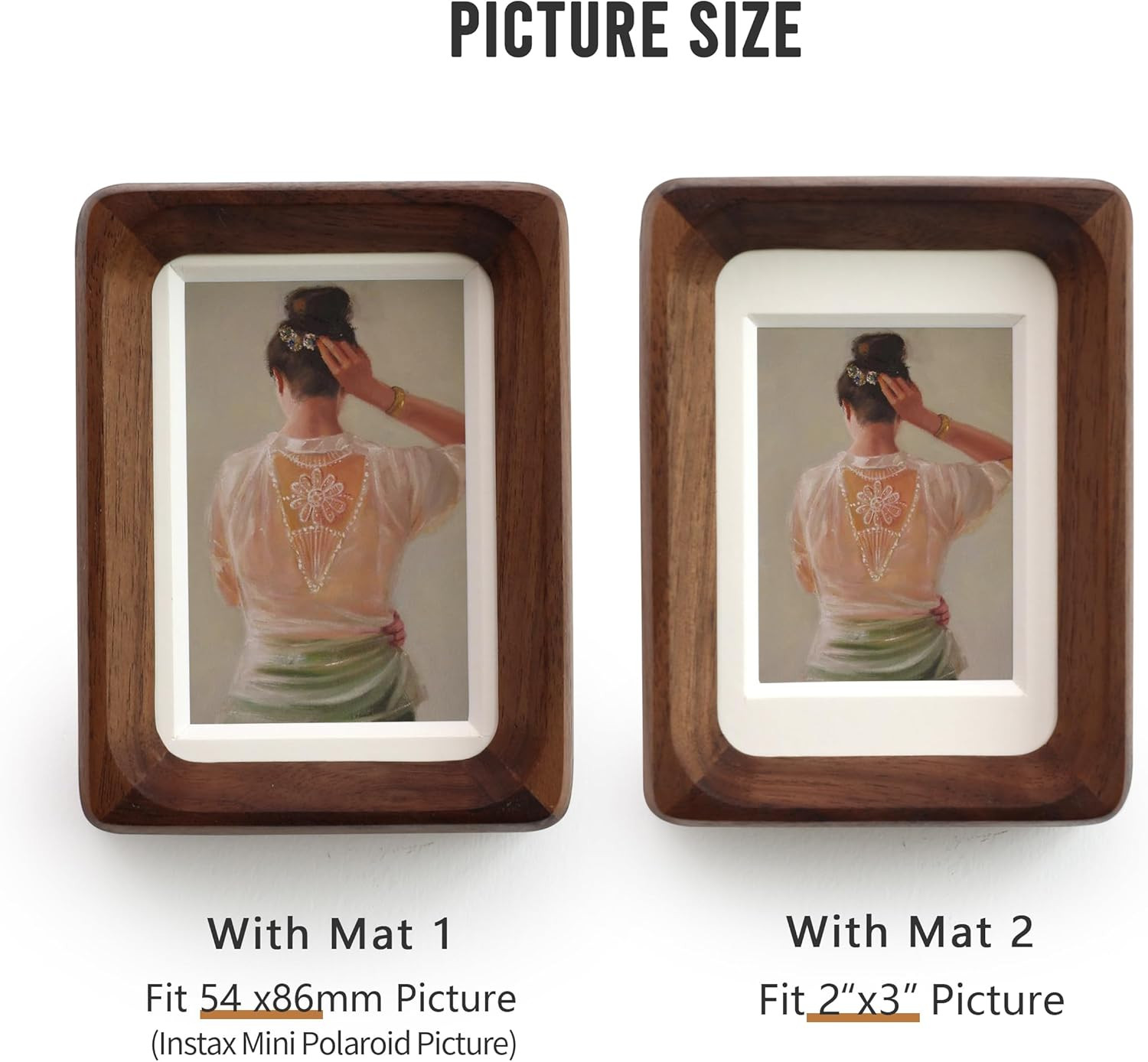 2.5x3.5 Natural Wood polaroid Picture Frame Matted to 2x3 with Plexiglass, Walnut Solid Wood Smal... | Amazon (US)