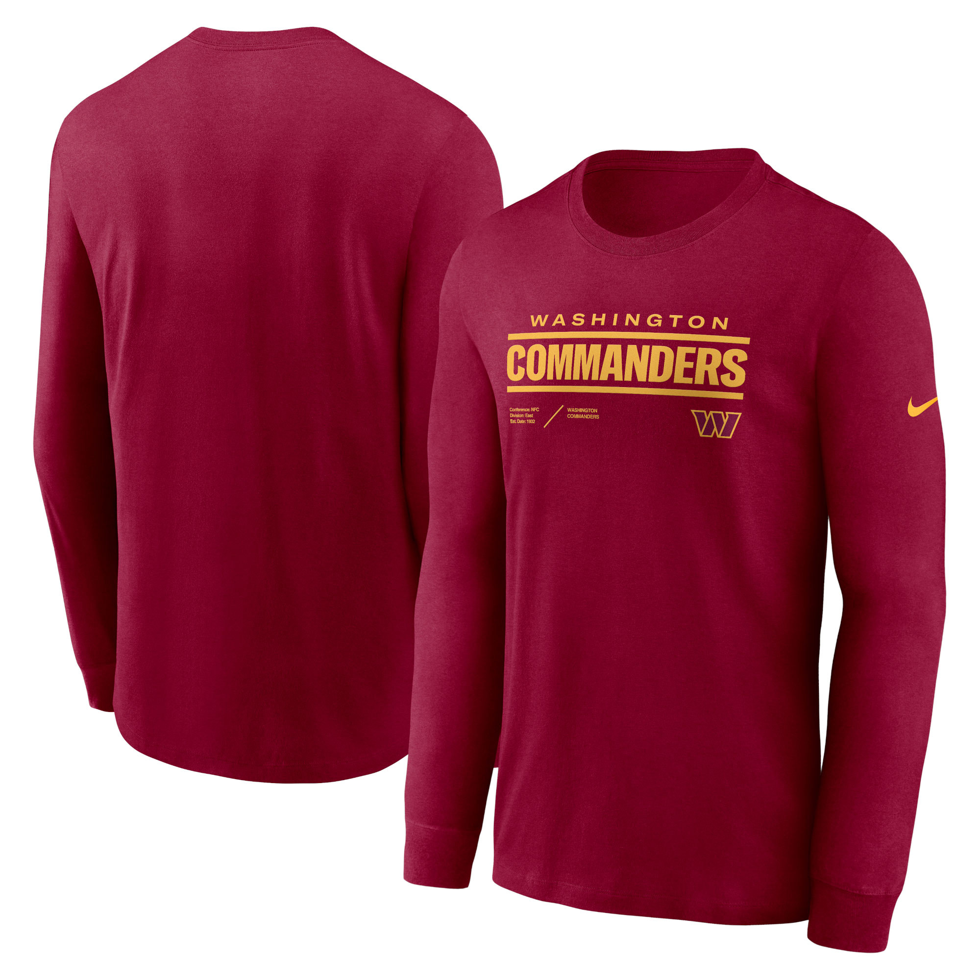 Washington Commanders Nike Sideline Infograph Lock Up Performance Long Sleeve T-Shirt - Burgundy | Fanatics