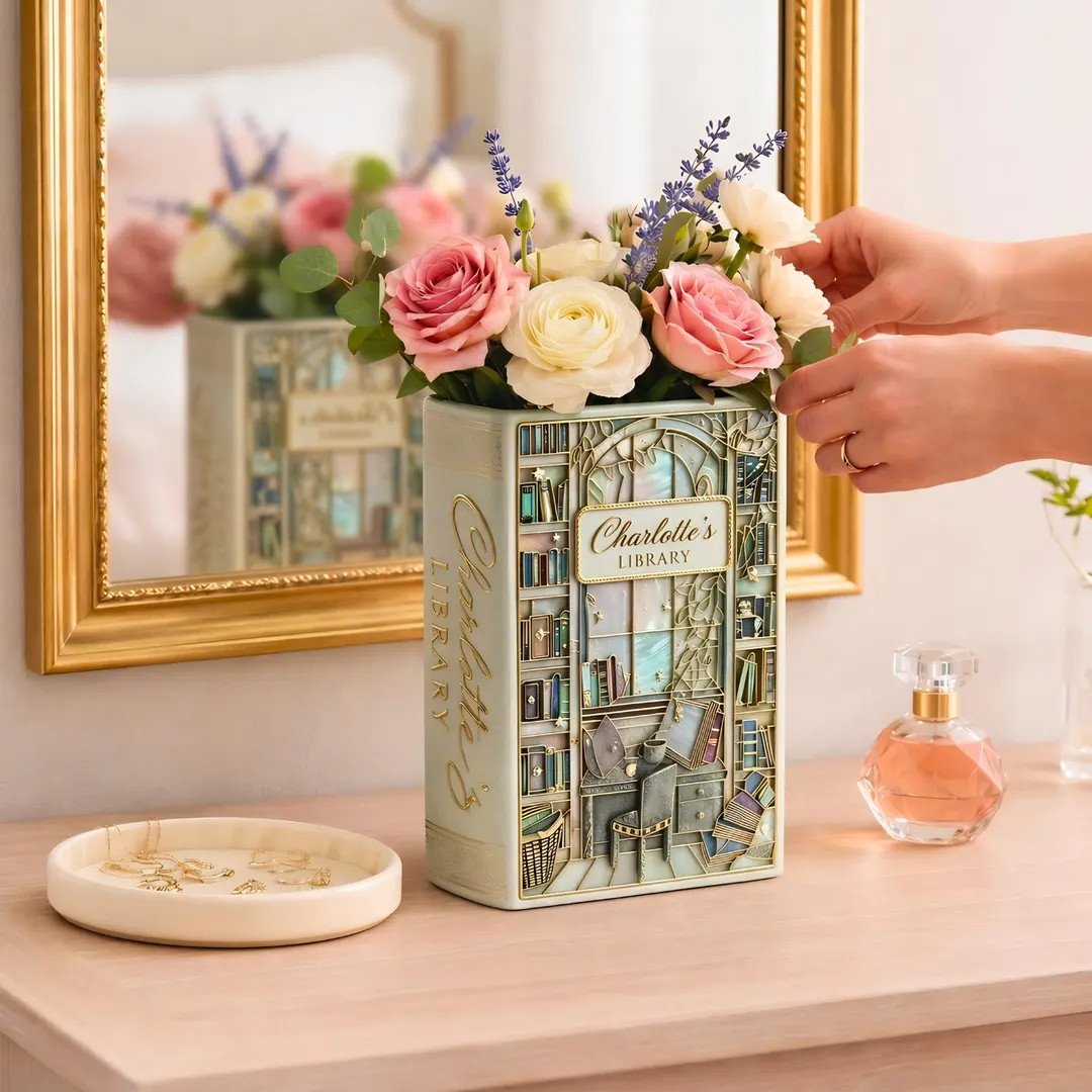 Personalized Book Shop Ceramic Vase, Bookshelf Decor, Reader Gift, Custom Floral Keepsake, Vintag... | Etsy (US)