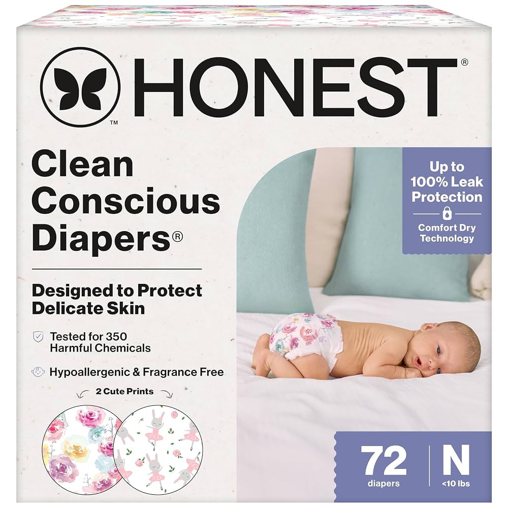 The Honest Company Clean Conscious Diapers for Delicate Skin | Up to 100% Leakproof | Hypoallerge... | Amazon (US)