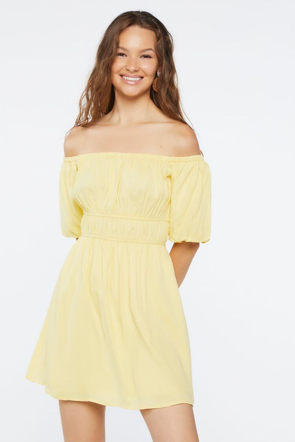 Off-the-Shoulder Peasant Mini Dress | Forever 21 (US)