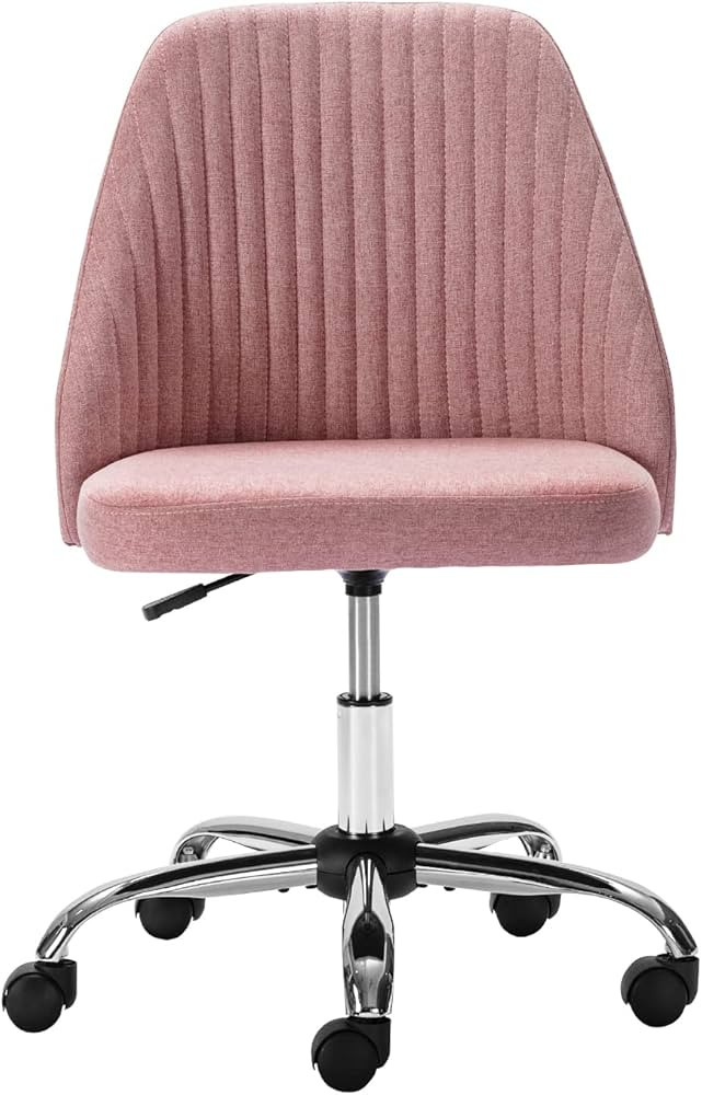 Home Office Chair, Mid-Back Armless Twill Fabric Adjustable Swivel Task Chair for Small Space, Li... | Amazon (US)