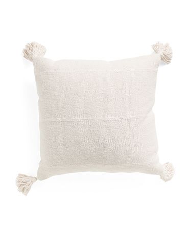 20x20 Textured Cotton Tassel Pillow | Marshalls
