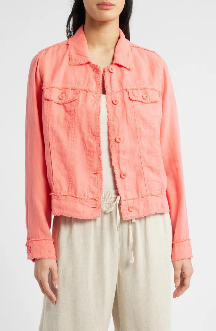 Two Palms Linen Raw Edge Jacket | Nordstrom