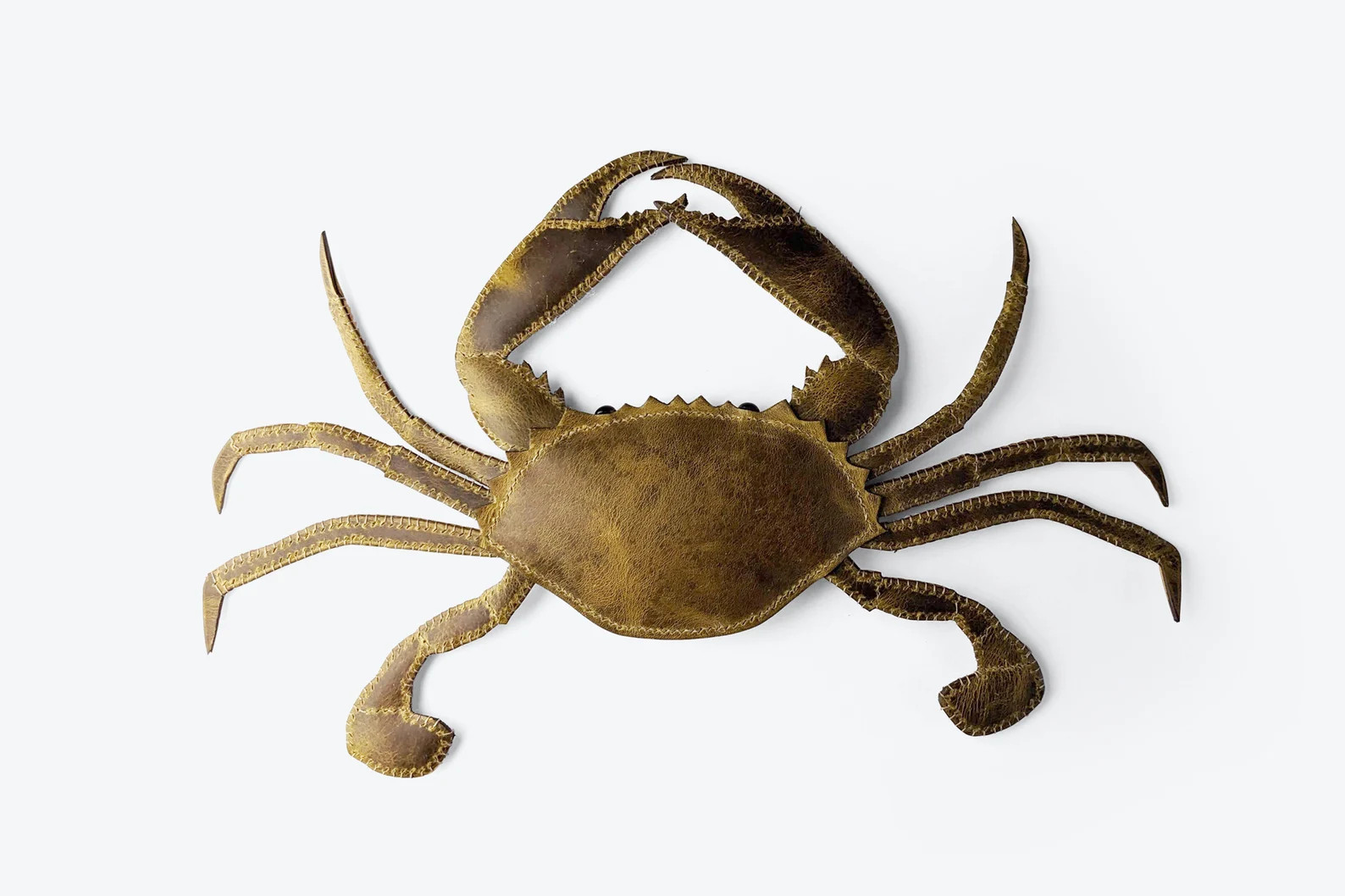 Crazy Horse Yellow Brown Leather Crab, Handmade Genuine Leather, Home Decoration, Gift for Beach ... | Etsy (US)