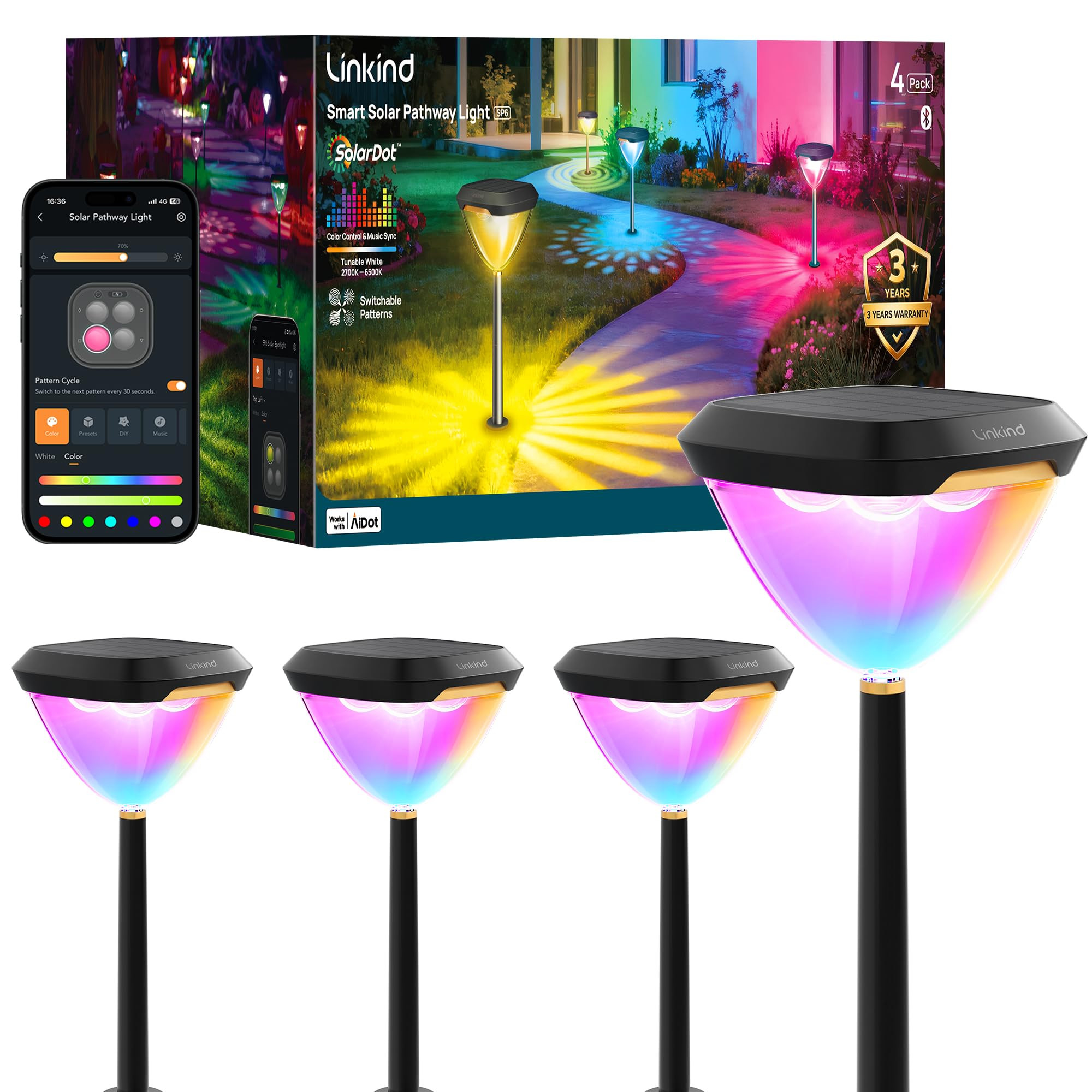 Linkind Smart Solar Pathway Lights SP6, App/Voice Control Solar Lights Outdoor Waterproof, 43+ Pr... | Amazon (US)