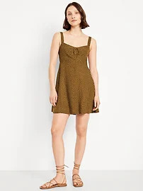 Fit & Flare Crepe Mini Dress | Old Navy (CA)