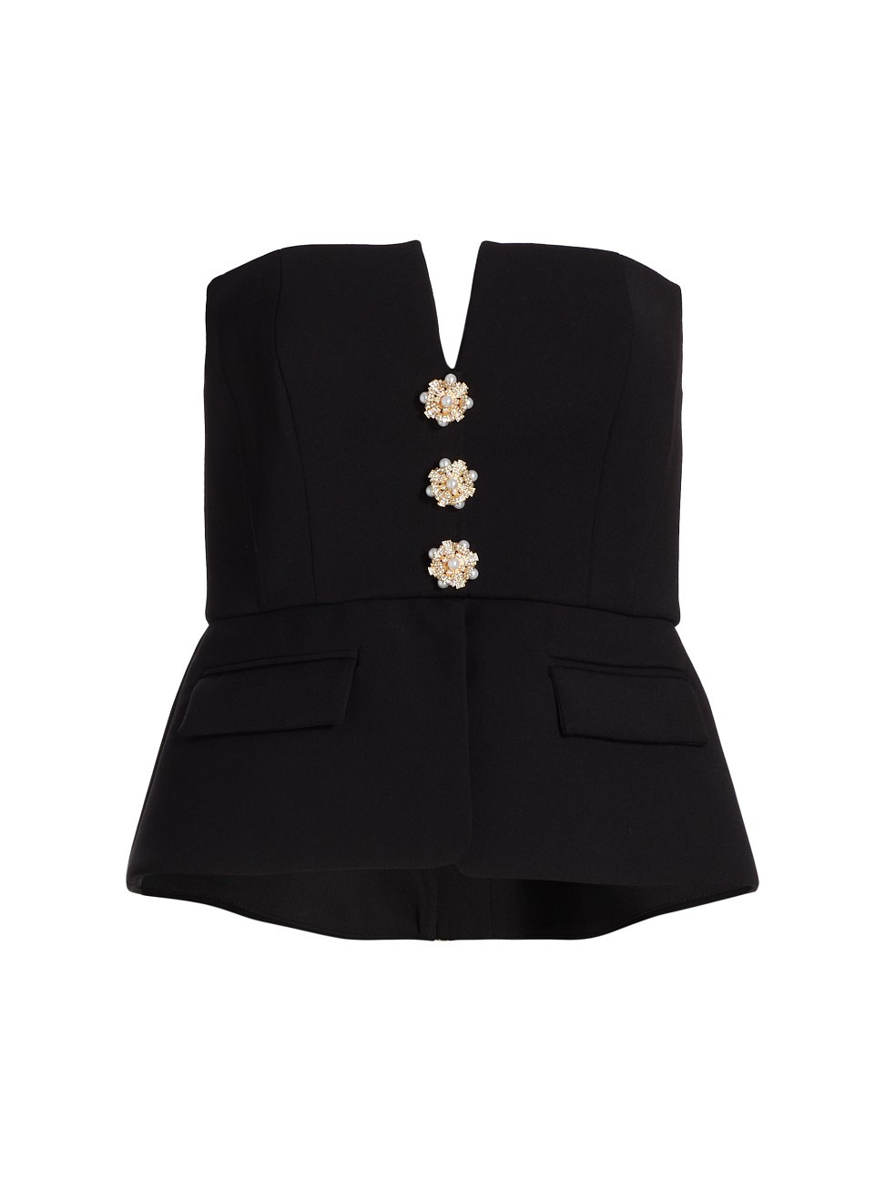 Women's Crêpe Peplum Top - Black - Size 2 | Saks Fifth Avenue