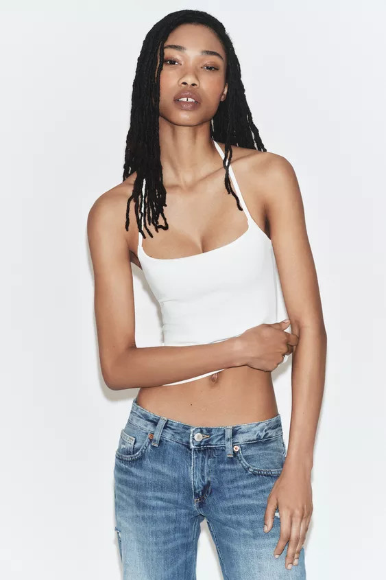 STRETCH KNIT HALTER TOP | Zara US