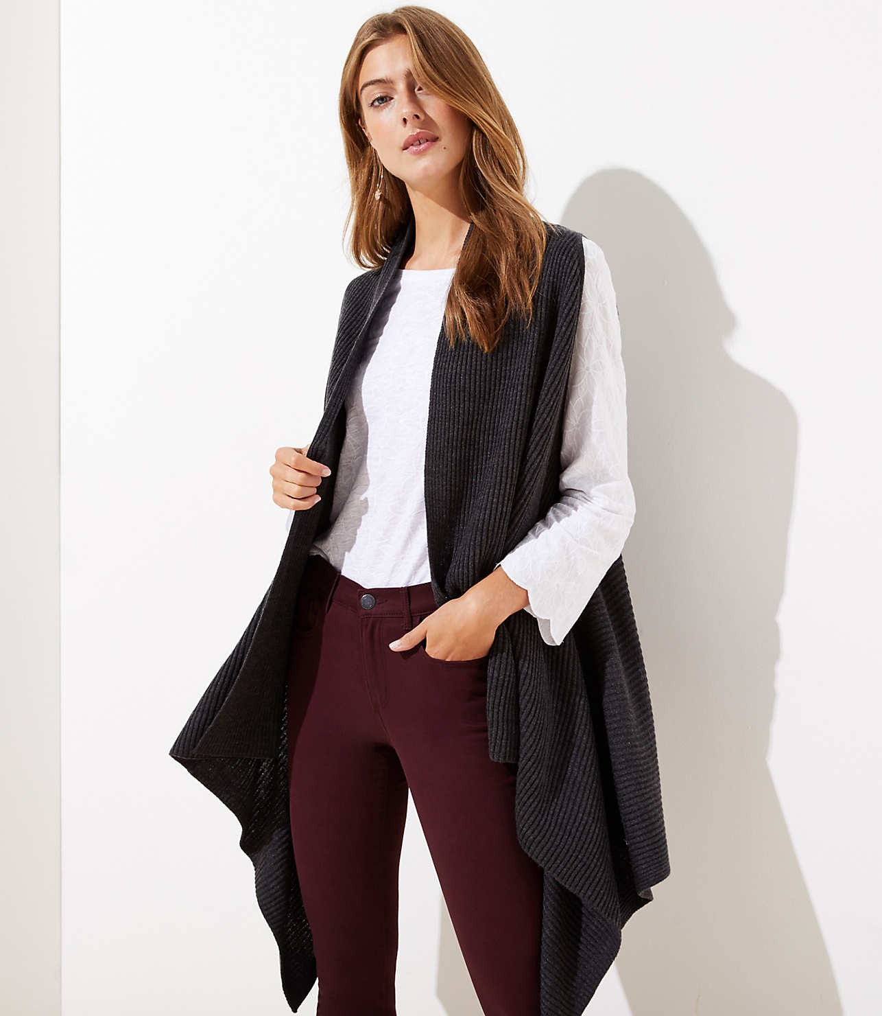 Drapey Rib Knit Vest | LOFT