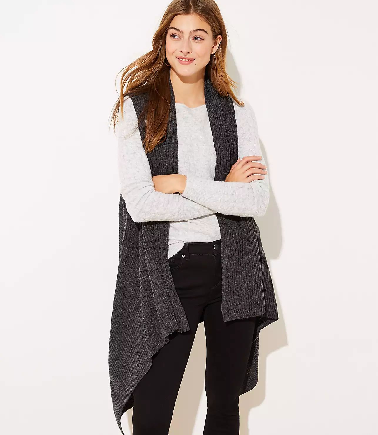 Drapey Rib Knit Vest | LOFT