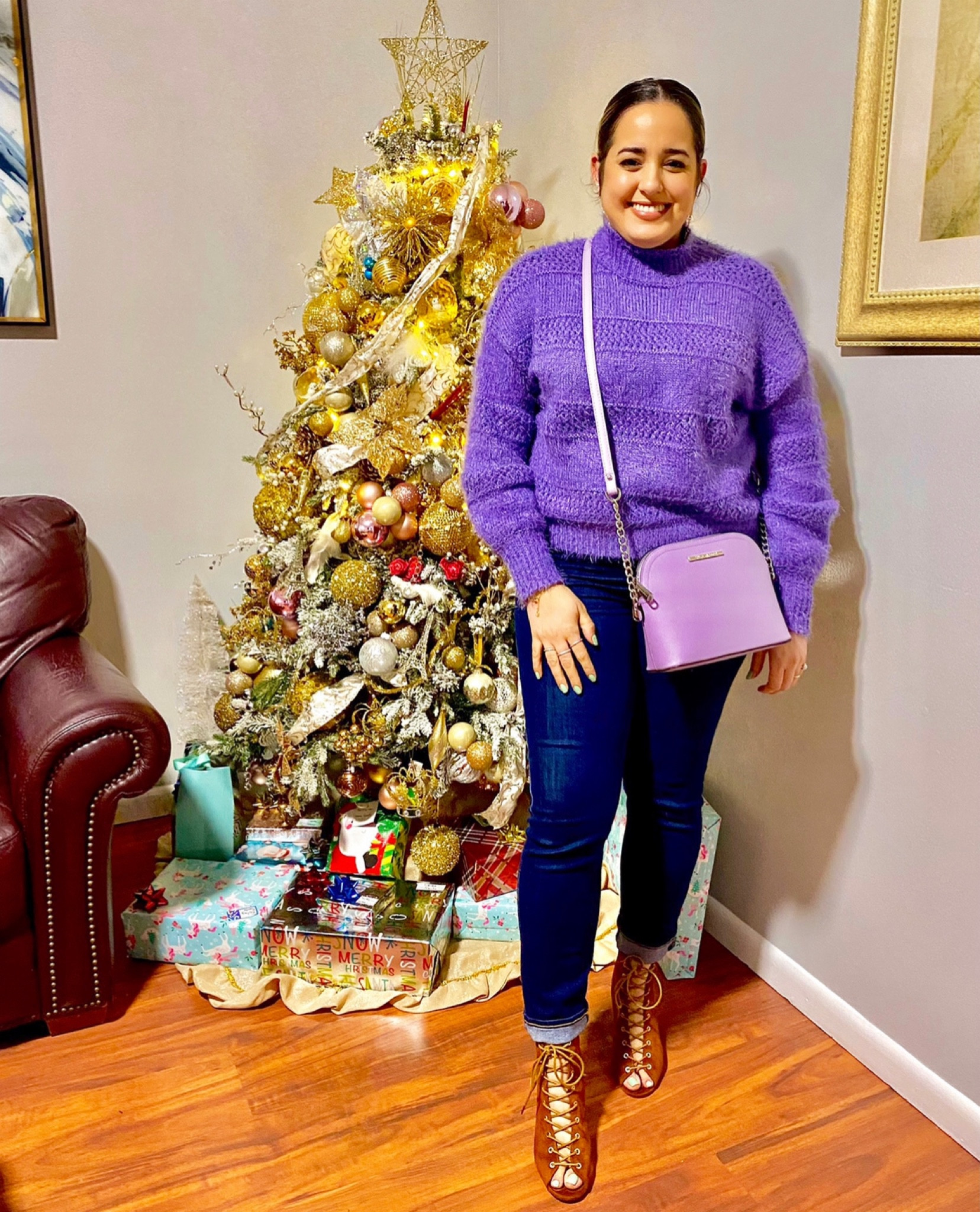 This Forever 21 PURPLE sweater is the PERFECT pop of color for this time of the year! If you are exhausted of the usual RED & GREEN you need this in your wardrobe!😍💜
.
.
.
Forever21 finds
Forever21 finds under $30
Style tip
Holiday style tip
Amazon finds
Amazon shoe finds
Lavender bag

#LTKsalealert #LTKHoliday #LTKGiftGuide