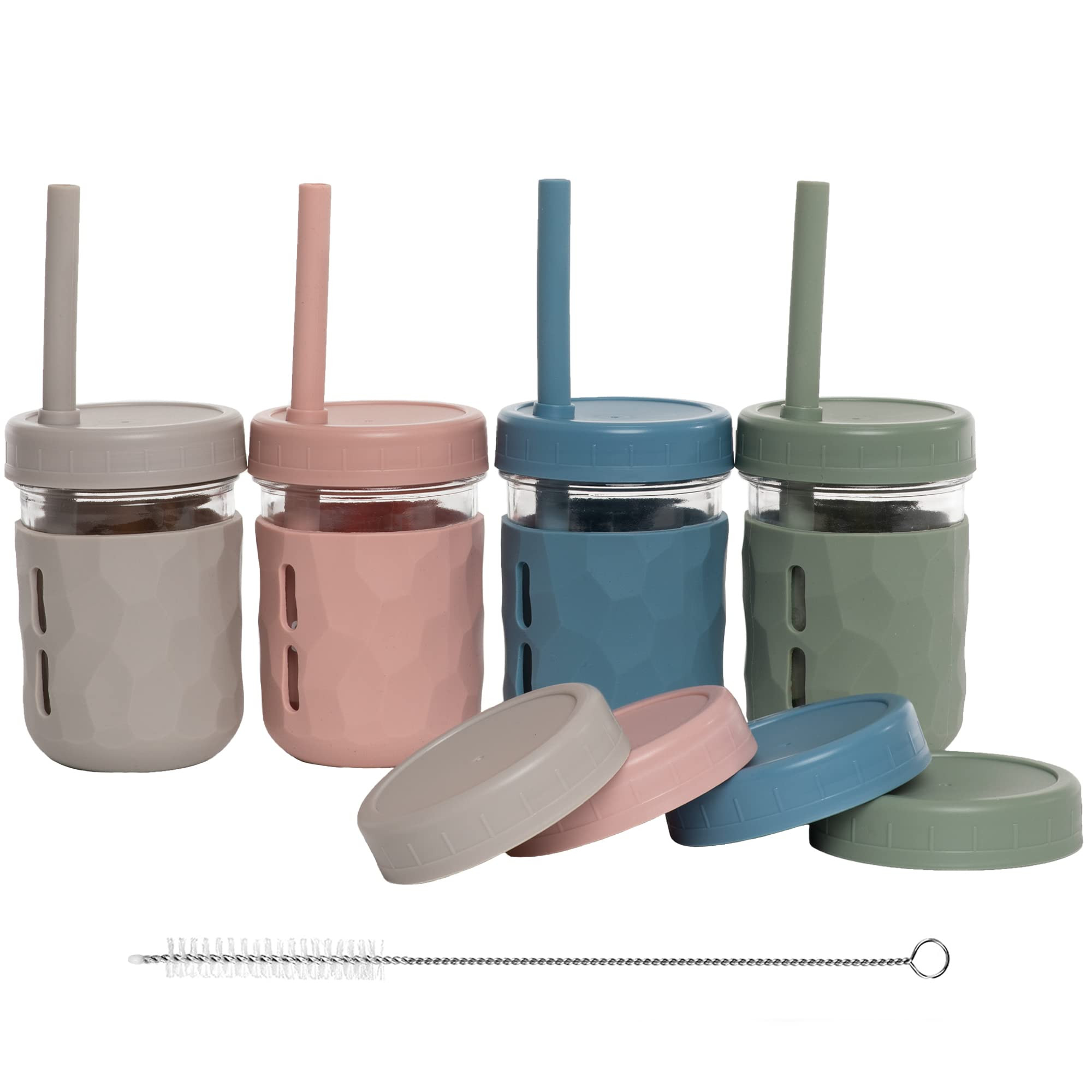 WeeSprout Glass Cups With Lids & Straws, Spill-Resistant Smoothie Cups for Toddlers & Kids, Baby ... | Amazon (US)