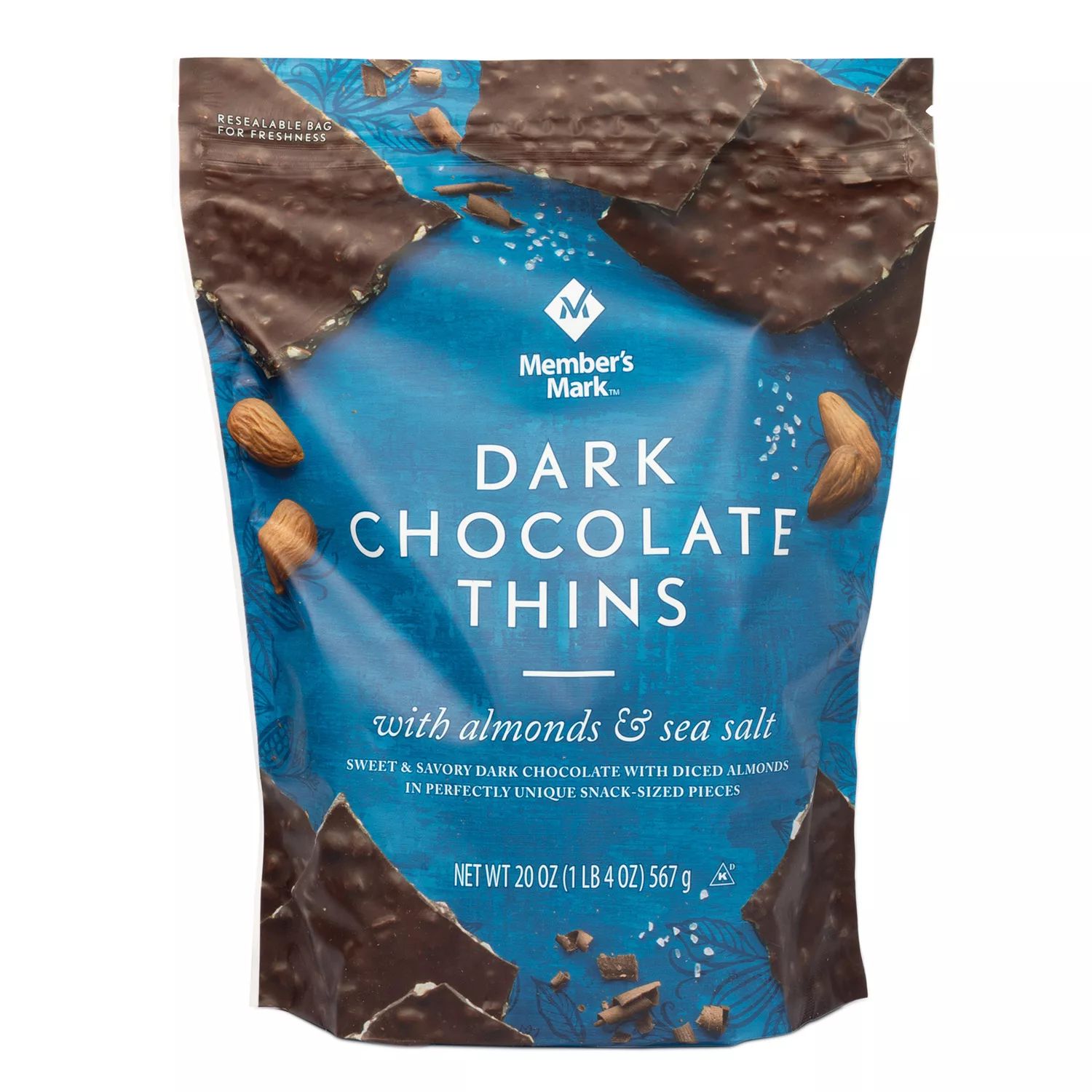 Member's Mark Dark Chocolate Thins With Almonds & Sea Salt (20oz) | Sam's Club