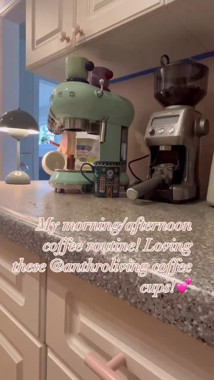 My morning/afternoon coffee routine! Loving my Smeg coffee maker and my new Anthropologie coffee cups! They are adorable! #interiordesign #kitchendecor #coffee

#LTKStyleTip #LTKWatchNow #LTKHome