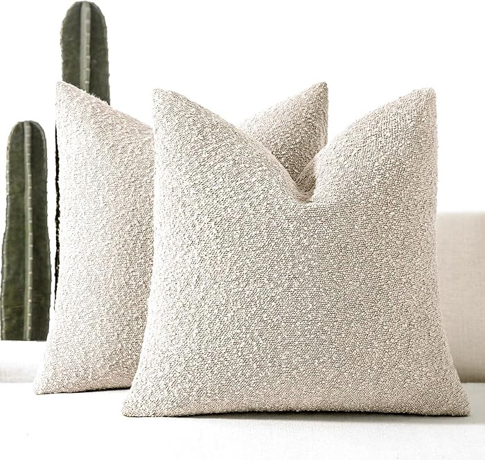 Amazon.com: EIHU HOME 20x20 Boucle Throw Pillow Covers, Set of 2, Beige : Home & Kitchen | Amazon (US)