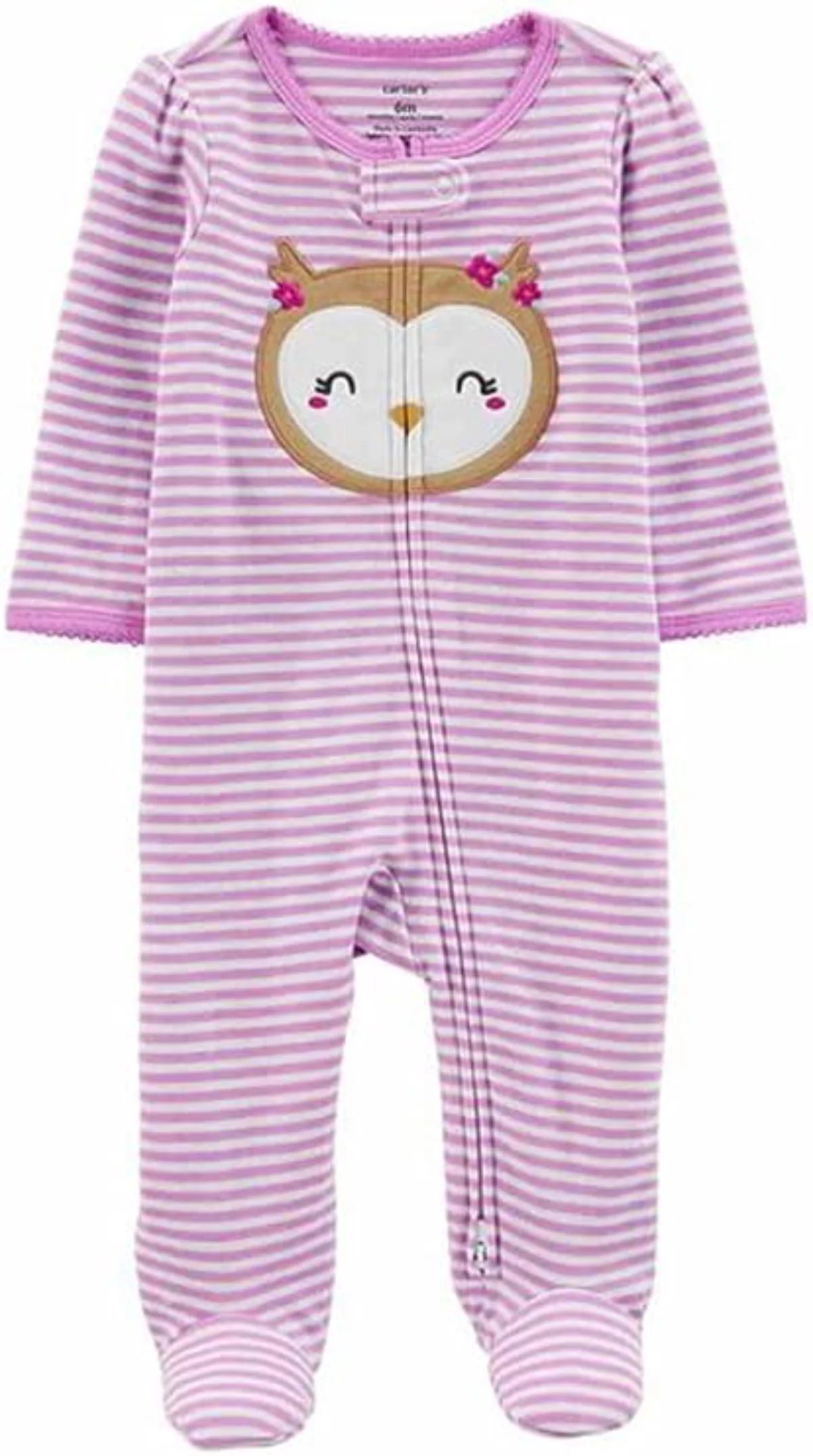 Carter's Girls' 1-Piece 100% Snug Fit Footie Sleeper PJs (Baby Purple Owl, Newborn) | Walmart (US)