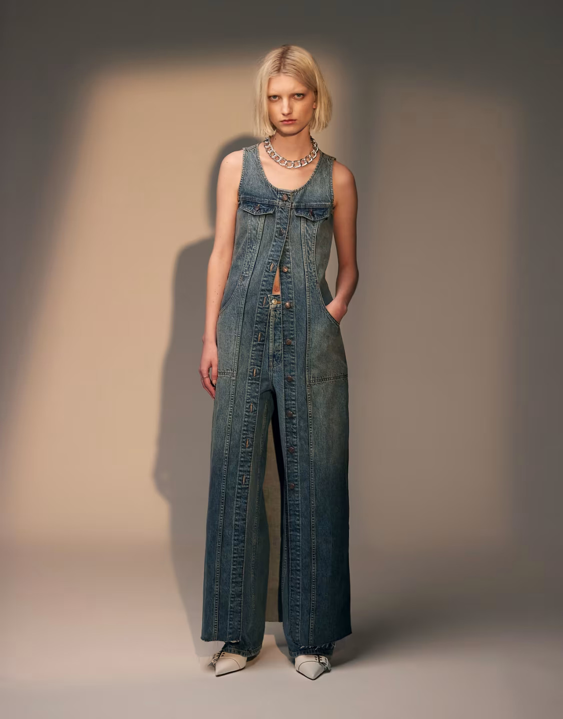 Topshop denim sleeveless maxi dress in dirty blue | ASOS | ASOS (Global)