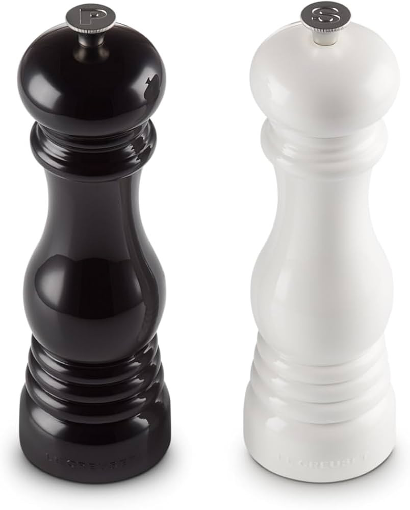 Le Creuset Salt and Pepper Mill Set, 8" x 2 1/2" each, Black & White | Amazon (US)