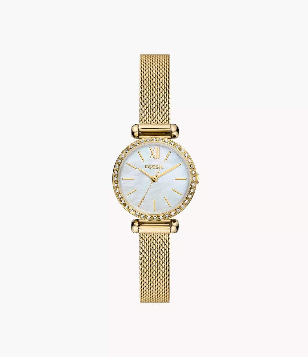 Tillie Mini Three-Hand Gold-Tone Stainless Steel Mesh Watch | Fossil (US)