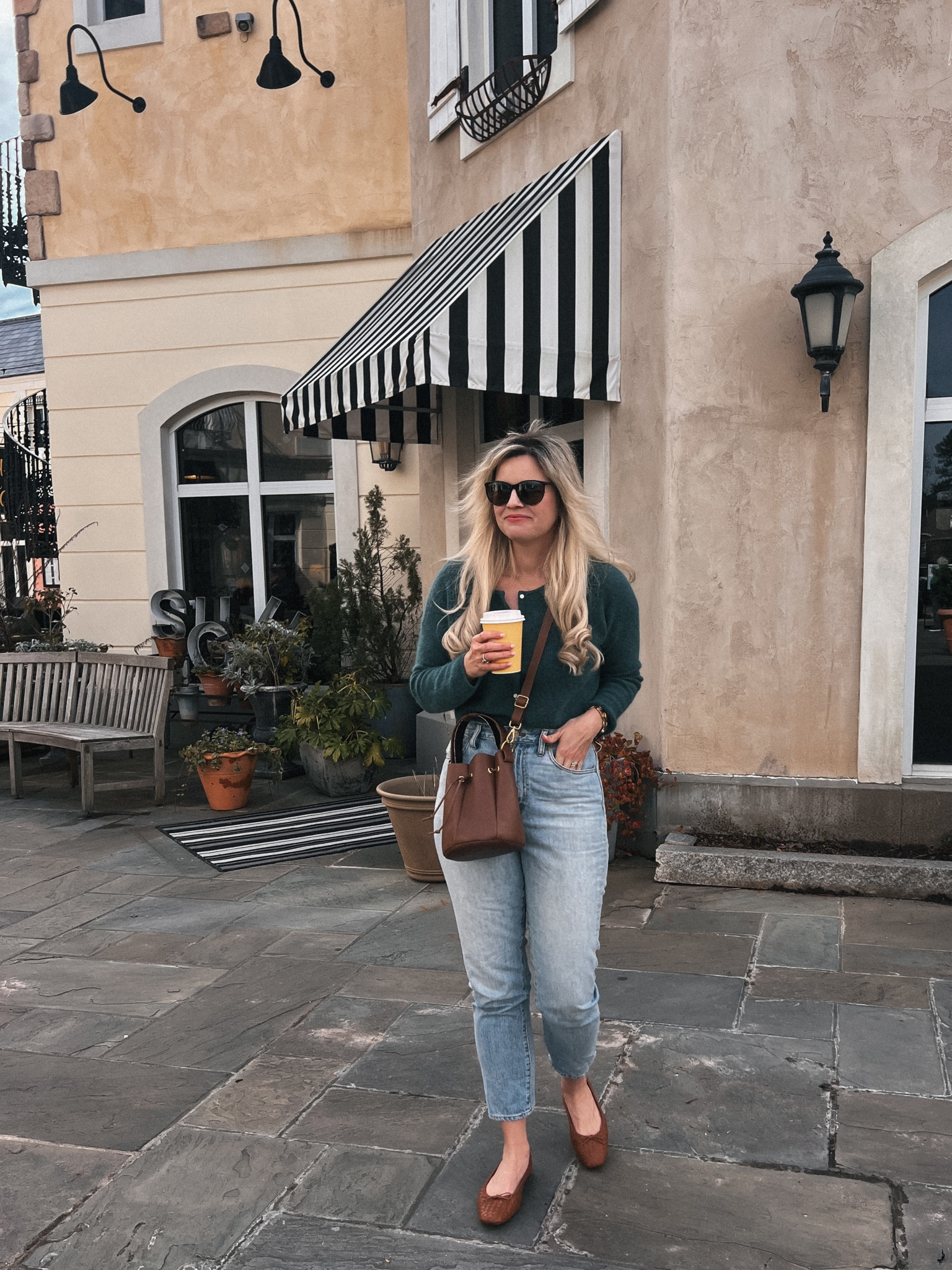 The gaspard sweater from Sezane, it’s so soft and beautiful! Love that you can wear it three different ways, and the mother of pearl like buttons are so pretty. Jeans are sold out, linking similar 

Sezane, winter outfit, vacation outfit, jeans, bucket bag, able, Madewell jeans, mom outfit, Maui Jim sunglasses, sweater, winter capsule, capsule closet, minimal style, winter flats, woven shoes 



#LTKMostLoved #LTKshoecrush #LTKitbag
