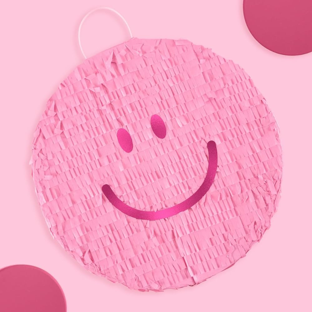 xo, Fetti Smiley Face Piñata - Pink, 11" | Happy Pastel Birthday Party Decorations, Cute Bachelo... | Amazon (US)