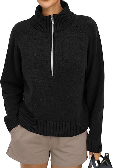 EasyGala Womens Wool Blend Sweater Half Zip Mock Neck Chunky Pullover Top | Amazon (US)