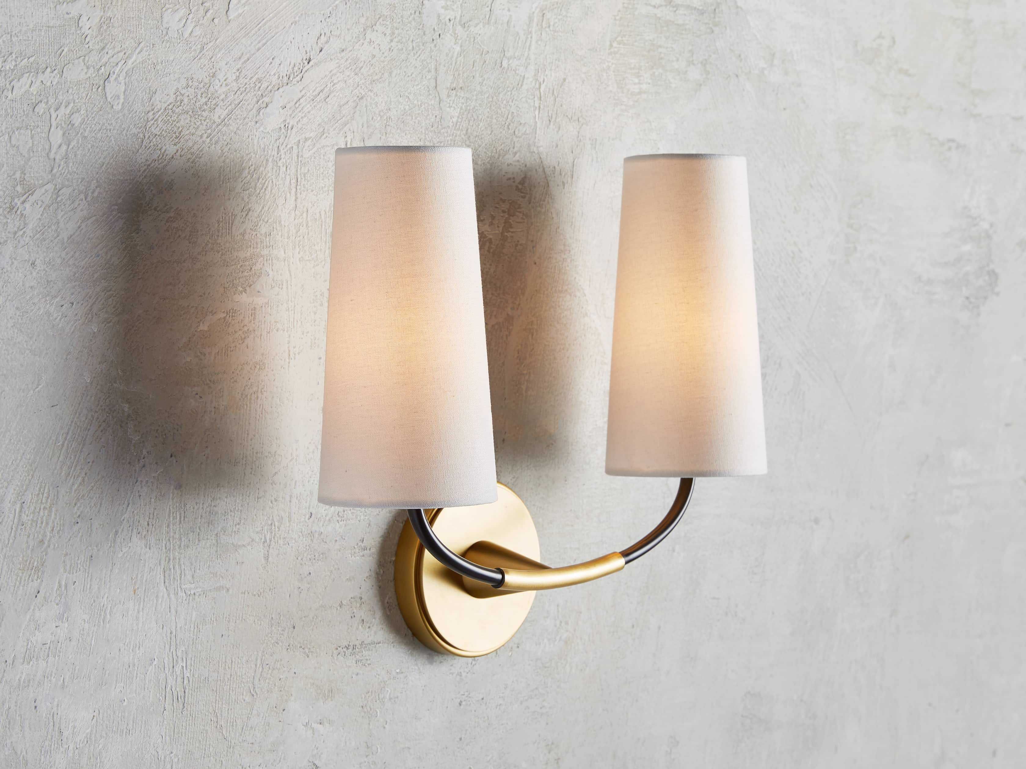 Lennon 2-Light Wall Sconce with White Shades | Arhaus