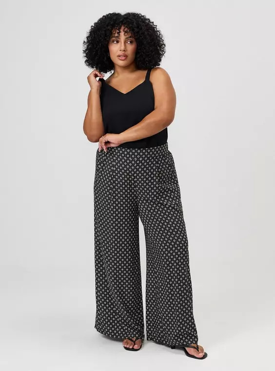 High-Rise Pull-On Wide-Leg Pant in Black | Torrid (US & Canada)