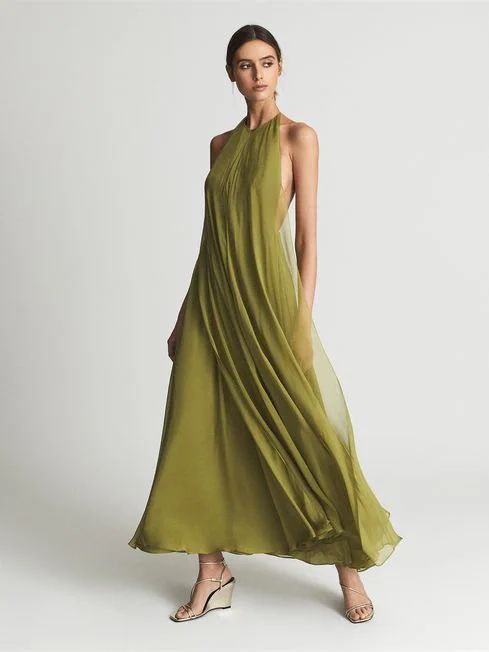 Halter Neck Silk Maxi Dress | Reiss (UK)