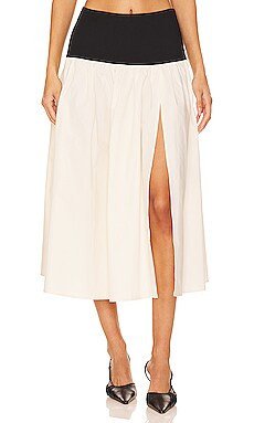 Lovers and Friends x Anja Dujaković Mac Midi Skirt in Black & Ivory from Revolve.com | Revolve Clothing (Global)
