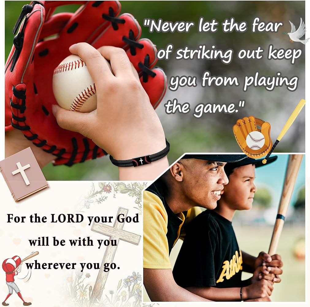 Mens Cross Bracelet as Easter Basket Stuffers for Teens, Soccer Baseball Joshua 1 9 Cross Bracele... | Amazon (US)