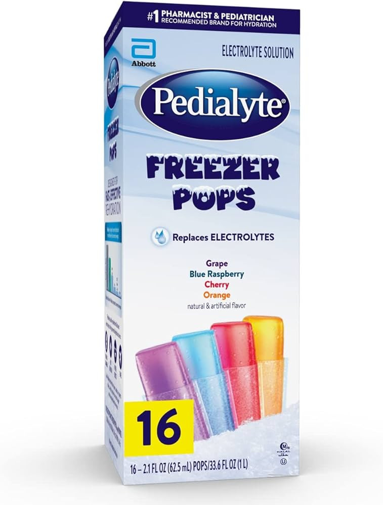 Pedialyte Electrolyte Solution Freezer Pops, 2.1 Fl Oz, 16 Pack | Amazon (US)