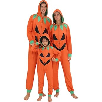 ANGELGGH Matching Halloween Onesie Pajamas Family, Holiday PJs for Women/Men/Couples, Cute Pumpki... | Amazon (US)