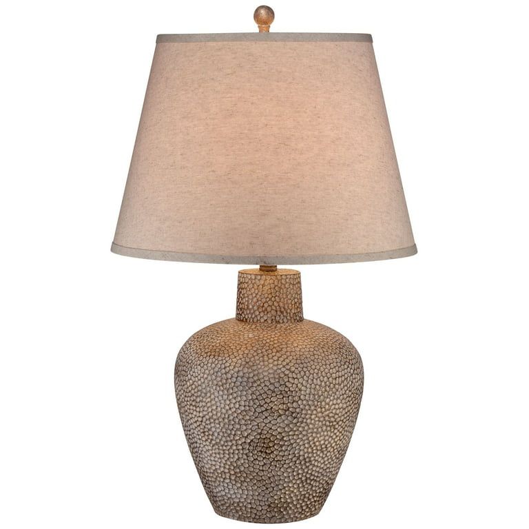 360 Lighting Bentley Rustic Farmhouse Table Lamp 29" Tall Brown Leaf Textured Hammered Pot Off Wh... | Walmart (US)