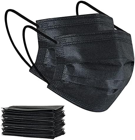 100Pcs Disposable Face Masks, Black Face Mask, 3 Ply Disposable Mask | Amazon (US)