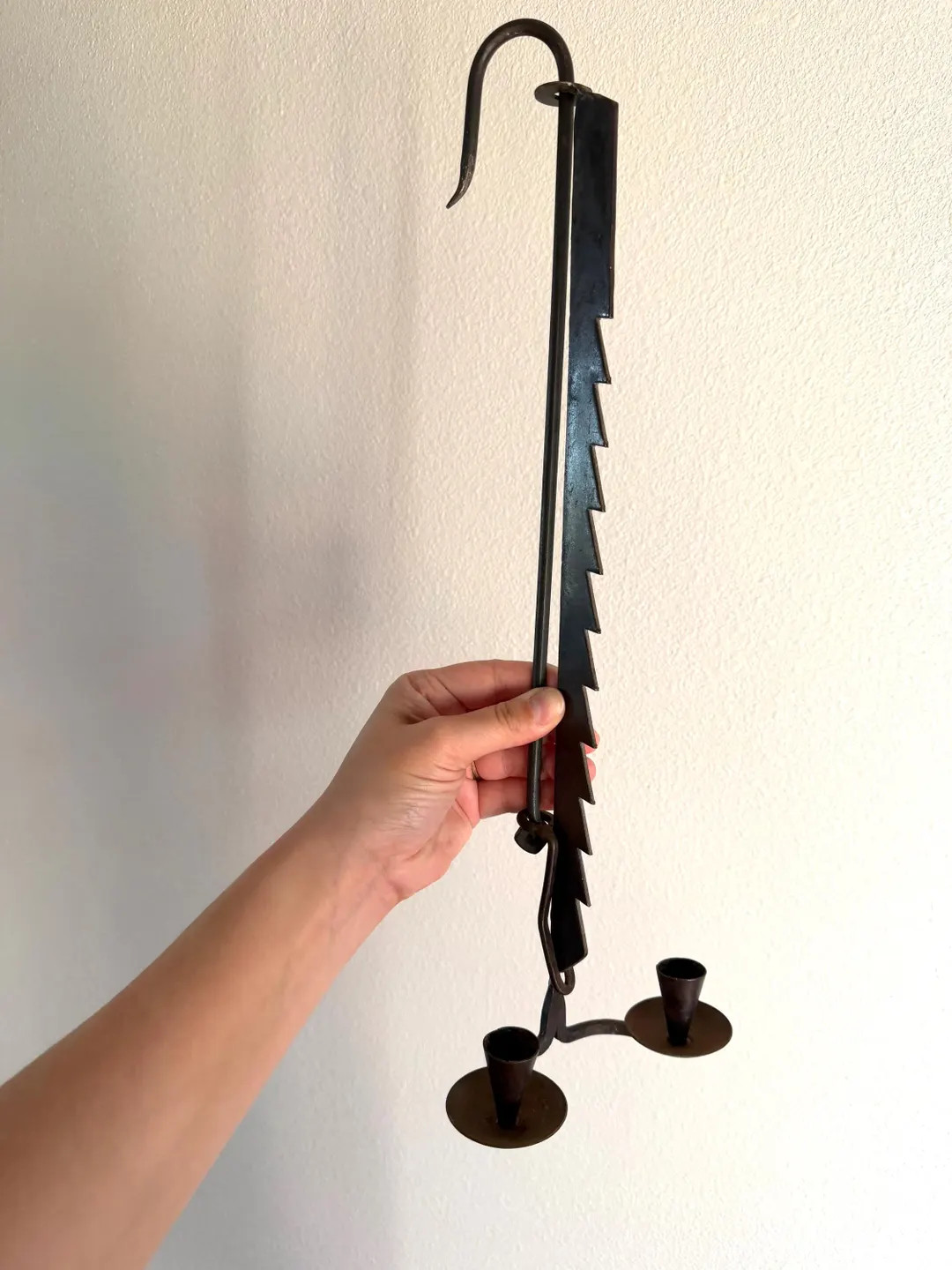 Vintage Antique Handmade Metal Sawtooth Trammel Double Candle Holder | Etsy (US)