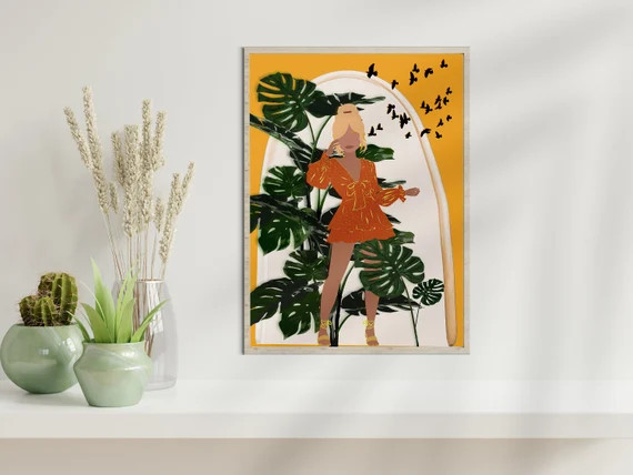 Boho Wall Decor, Boho Female Decor, Burnt Orange Print Boho Wall Decor, Boho Decor, Boho Wall Art... | Etsy (US)
