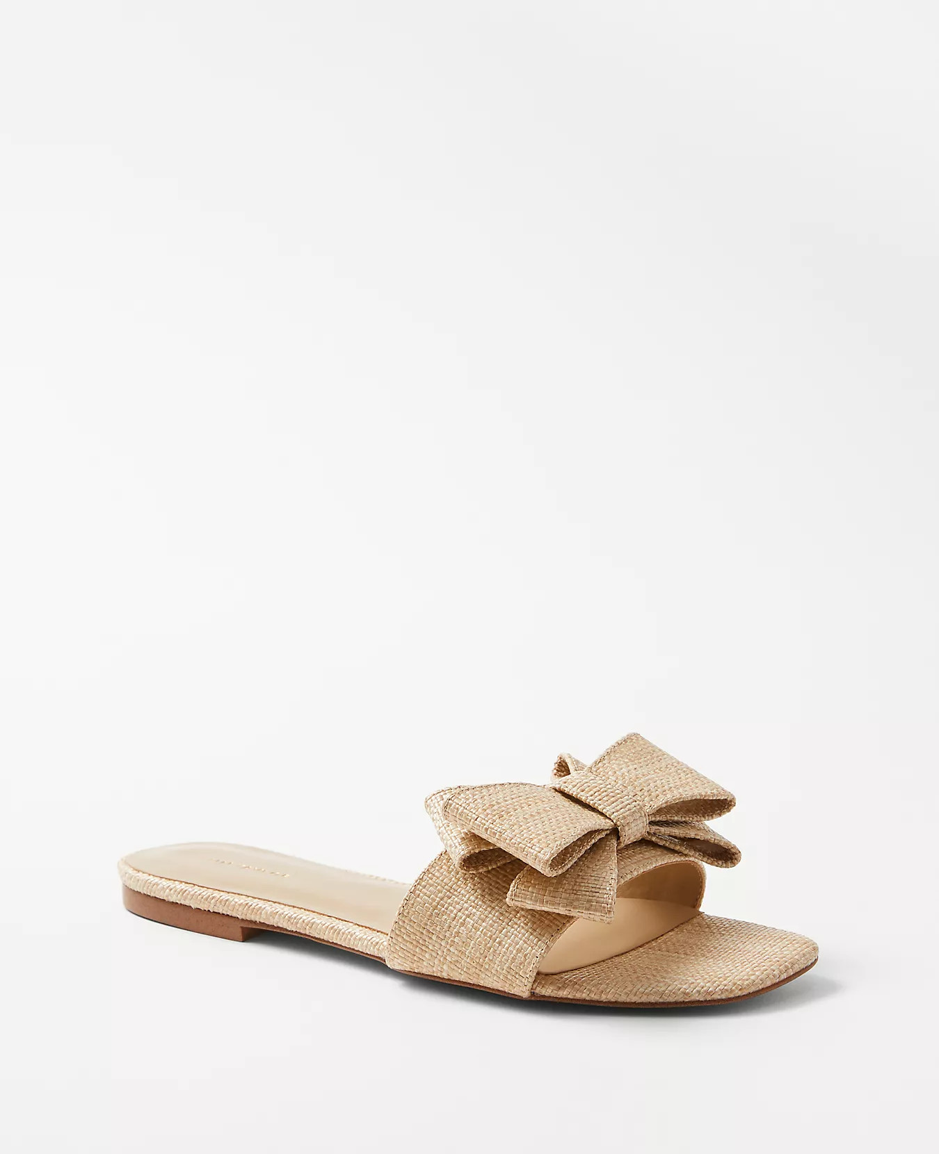 Straw Bow Slide Sandals | Ann Taylor | Ann Taylor (US)
