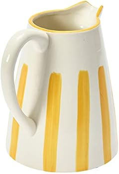 Creative Co-Op Stoneware, Yellow Pitcher, 7", White & Yellow | Amazon (US)