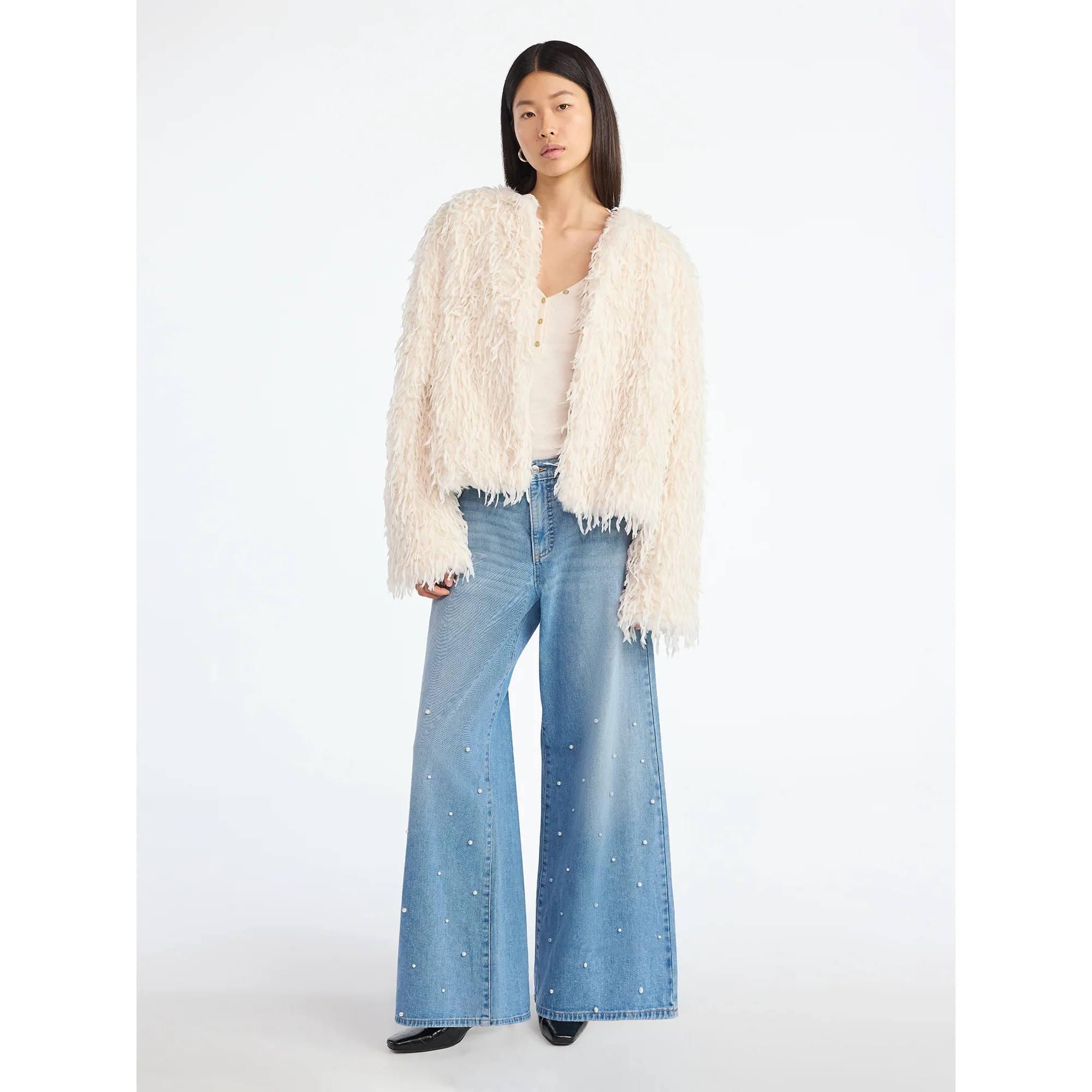 Scoop Women's and Women's Plus Whispy Faux Fur Jacket, Sizes XS-4X | Walmart (US)