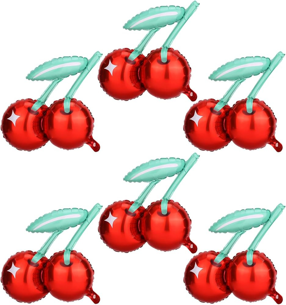 6pcs Cherry Balloons, Red Cherry Foil Balloons Fruit Theme Party Decorations Birthday Supplies fo... | Amazon (US)