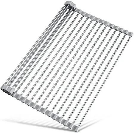 Kitchen Roll up Sink Dish Drying Rack, Dish Drainer, Stainless Steel Foldable Over The Sink Roll Up Dish Drainer (17.8''x11.8'') | Walmart (US)