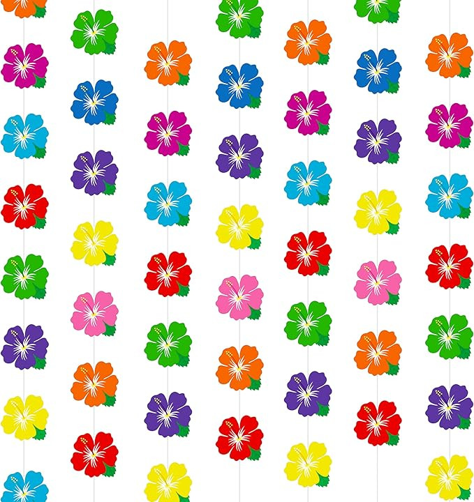6Pcs Hibiscus Flowers Hanging Garlands Hawaii Tropical Birthday Party Decorations Hawaiian Flower... | Amazon (US)