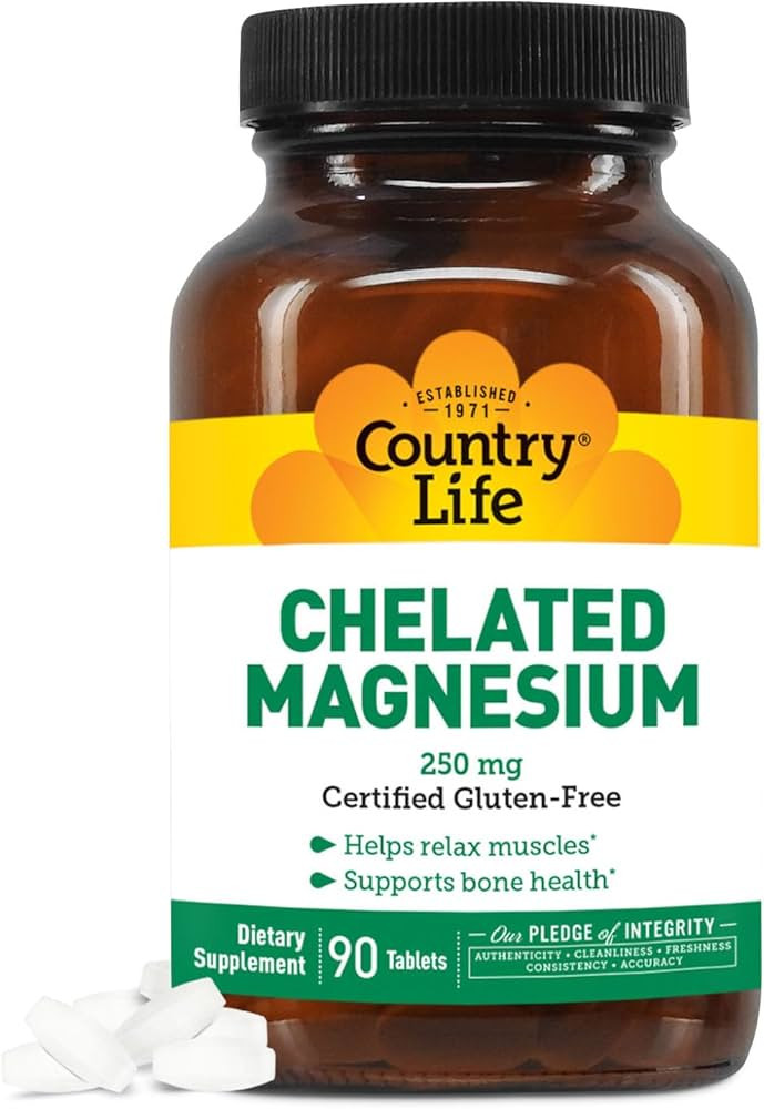 Country Life, Chelated Magnesium 250mg, Supports Bone and Immune Health, Daily Supplement, 90 ct | Amazon (US)
