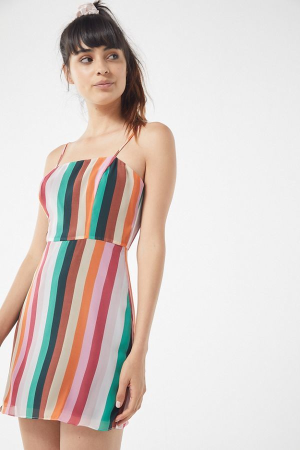 UO Vertical Rainbow Striped Mini Dress | Urban Outfitters (US and RoW)